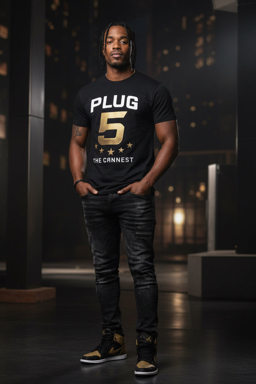 Plug 5 Tee — The Connect (Black/Gold)