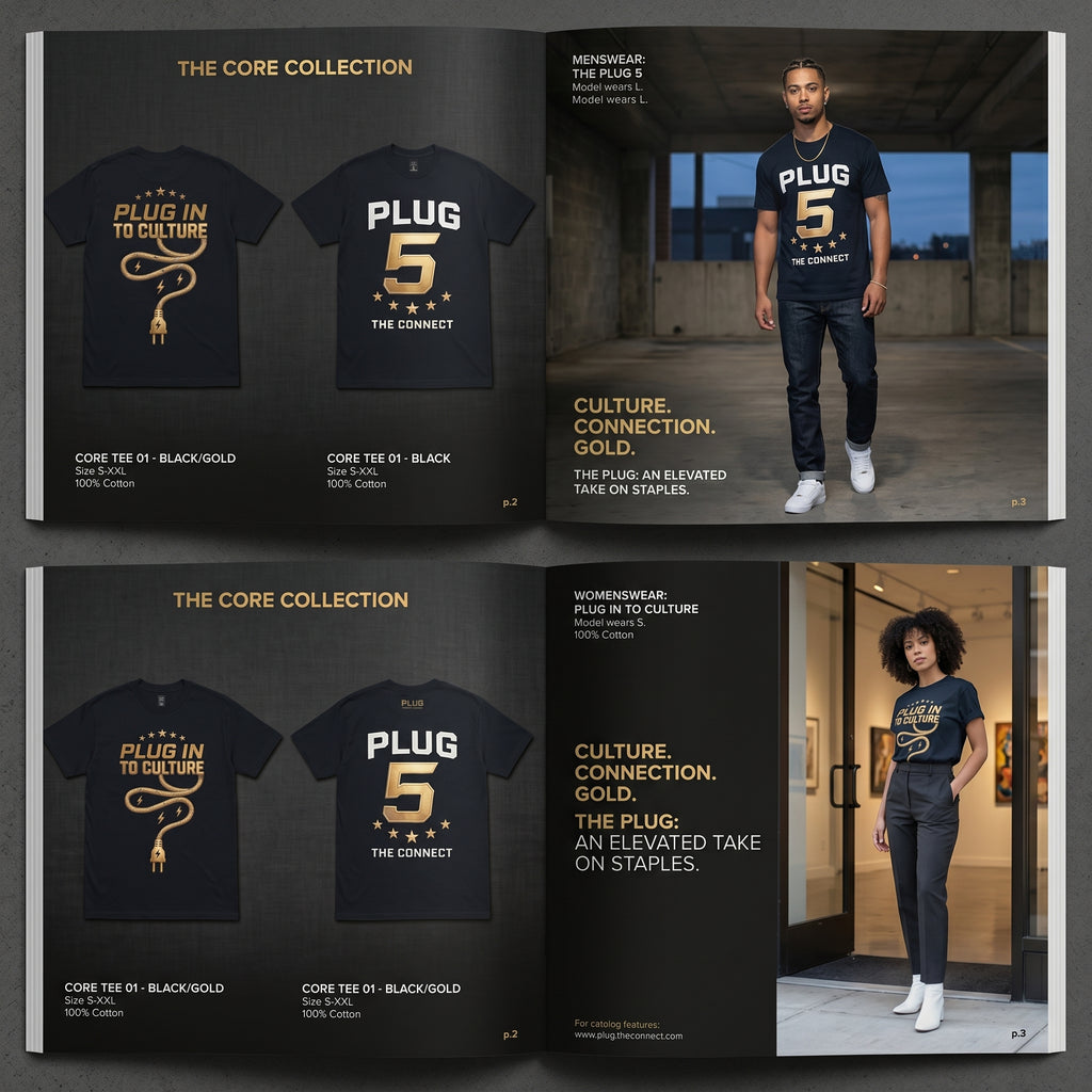 Plug 5 Tee — The Connect (Black/Gold)